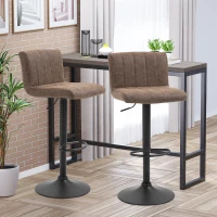 HOMCOM Adjustable Barstools Set of 2, Swivel Counter Bar Chairs, Bar Stools with Footrest, PU Leather, Gas Lift, Brown(m-2)
