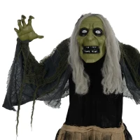 HOMCOM 5'2" Hunchback Witch Halloween Animatronic, with Glowing Eyes(m-8)