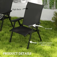 Outsunny Set of Four Folding Outdoor Chairs - Black(m-6)