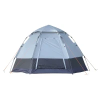 Outsunny Tente pop up tente de camping 3-4 pers. tente dôme étanche légère ventilée facile à monter 2 grandes portes dim. 2,6L x 2,6l x 1,5H m fibre verre polyester oxford noir gris(m-10)