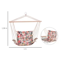 Outsunny Chaise Suspendue hamac de Voyage Respirant Portable dim. 100L x 49l x 106H cm Coton macramé Polyester Rose pâle Motif à Fleurs(m-3)