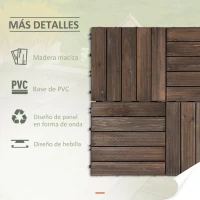 Outsunny Set de 27 Baldosas de Madera 30x30 cm con Área de 2,43 m² Losetas Sistema de Clic para Balcón Terraza Jardín Marrón Oscuro(m-8)