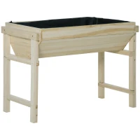 Outsunny Jardinière sur Pieds Potager dim. 108,5L x 60l x 80H cm Inserts d'irrigation + Feutre de Drainage Inclus Bois Sapin(m-1)