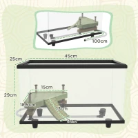 PawHut 28L Glass Turtle Tank Aquarium with Basking Platform, Easy Drainage, Strip Patch Thermometer(m-3)