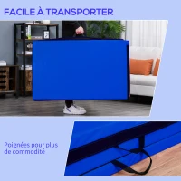 HOMCOM Tapis de sol gymnastique Fitness pliable portable rembourrage mousse 5 cm grand confort revêtement synthétique dim. 2,88L m x 1,15l m bleu(m-6)