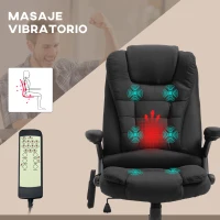 Vinsetto Silla de Masaje con 6 Puntos de Masaje con Función de Calefacción Altura Ajustable y Ruedas 68x72x110-120 cm Negro(m-4)
