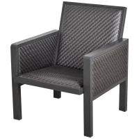 Outsunny Salotto da Giardino con Divano da Esterno e Tavolino, Mobili da Giardino in Rattan Sintetico, Set 4 Pz, Grigio(m-7)