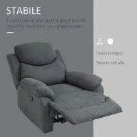 HOMCOM Poltrona Relax Manuale Ergonomica in Tessuto, Poltrona Reclinabile a 150° e Poggiapiedi per Casa e Ufficio, 93x88x102cm, Grigio Scuro(m-5)