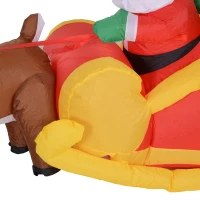 HOMCOM Gonfiabile di Babbo Natale con Slitta e Renne, Autogonfiabile Elettrico, Impermeabile e Resistente, Lungo 2.3 Metri(m-8)