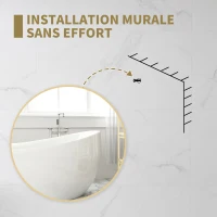 HOMCOM Miroir rond miroir salle de bain cadre en métal facile à installer, pour chambre, salon, entrée, Ø 70 x 2,5 cm or(m-7)