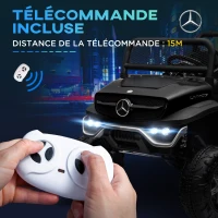 HOMCOM Voiture électrique 4x4 pour enfants de 3 à 8 ans Mercedes-Benz Unimog avec télécommande roues suspendues klaxons noir(m-7)