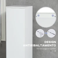 kleankin Mobile Bagno con 5 Ripiani Regolabili, Ante senza maniglie 30x28x152.5cm, Bianco(m-7)