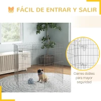 PawHut Vallas para Perros Plegables de 8 Piezas 63x91 cm con 1 Puerta y Marco de Acero para Jardín Patio Plata(m-7)
