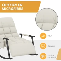 HOMCOM Fauteuil à bascule, fauteuil allaitement repose-pieds et dossier réglables capacité 120 kg 60 x 134 x 70 cm crème(m-5)
