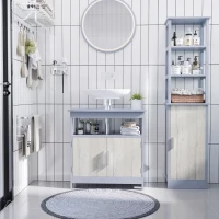 kleankin Mueble para Debajo del Lavabo Armario de Suelo de Baño con 2 Puertas y Estante Estilo Moderno 60x30x62 cm Gris(m-2)