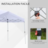 Outsunny Tonnelle barnum de jardin pop-up pliant 6L x 3l x 2,91H m hauteur réglable sac inclus acier époxy oxford haute densité 300D blanc(m-6)