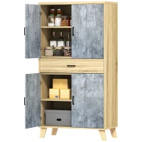 HOMCOM Armoire de cuisine buffet cuisine meuble de rangement avec 2 placards à portes double, étagères réglables et tiroir(m-1)