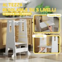 AIYAPLAY Scala Montessori per Bambini Regolabile su 3 Livelli con Barra di Sicurezza, in Legno, 45x47.5x91 cm, Bianco(m-4)