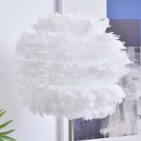 HOMCOM Lampadaire plume sur pied - ampoule E27 60 W max. - interrupteur à pied - dim. Ø 40 x 160H cm - métal chromé plumes d'oie blanc(m-4)