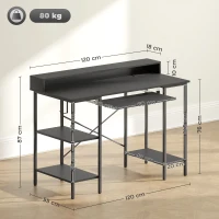 HOMCOM Computer Desk with LED Lights and Power Outlets, 120 x 55 cm Gaming Desk with Monitor Stand, Sliding Keyboard Tray and Storage Shelves for Home Office, Black(m-3)