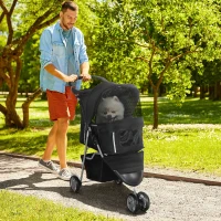 PawHut 3 Wheel Pet Stroller for Small and Miniature Dogs, Black(m-2)
