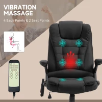 Vinsetto Massage Recliner Chair Heated Office Chair with Six Massage Points Linen-Feel Fabric 360° Swivel Wheels Black(m-4)