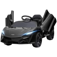 HOMCOM Coche Eléctrico 12V para Niños Mclaren con Mando a Distancia Música Bocina Faros Velocidad 2-5 km/h 126x65x52 cm Negro(m-10)
