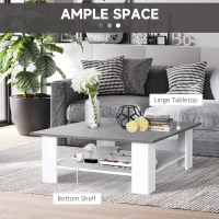 HOMCOM Square Coffee Table, Wooden Coffee Table with Storage, Cocktail Center Tea Table for Home Office, 80W x 80D x 31.5Hcm, Grey and White(m-7)