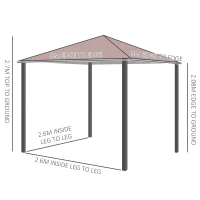 Outsunny 3 x 3(m) Garden Gazebo, Outdoor Gazebo Canopy Shelter with Curtains and Steel Frame for Lawn, Yard and Deck, Coffee(m-3)