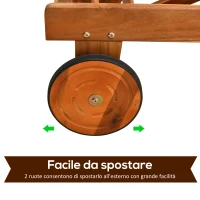 Outsunny Sdraio da Giardino con Schienale Regolabile con Ruote Balcone in Legno di Acacia 198x60x88/80/69/45cm(m-6)