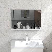 kleankin Specchio Bagno da Parete con Mensola Design Moderno e Multiuso, 60x12x40 cm, Bianco(m-2)