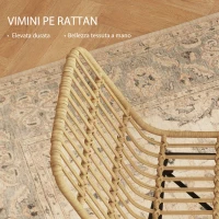 HOMCOM Set 2 Sedie per Cucina e Soggiorno Stile Boho in Rattan PE e Acciaio, 45x57x83 cm, Giallo(m-5)