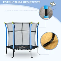 HOMCOM Cama Elástica Infantil de Jardín Ø163,5x163,5 cm Trampolín para Niños de +3 Años con Red de Seguridad y Marco de Acero para Interior Exterior Carga 50 kg Negro y Azul(m-5)