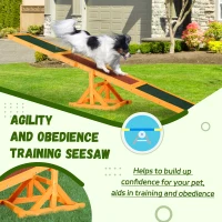 Pawhut – Altalena Basculante per Allenamento Agility Animali Domestici Cani in Legno di Abete Antiscivolo 180 × 30 × 30cm(m-7)