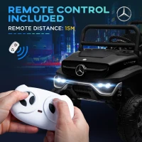 HOMCOM 12V Licensed Mercedes-Benz Unimog, Kids Electric Ride on Car, with Remote Control, Horn, Light, MP3 - Black(m-7)