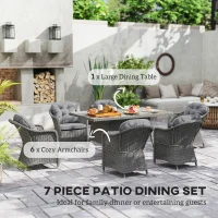 Outsunny Seven-Piece Rattan Dining Set - Light Grey(m-4)