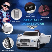 HOMCOM Bentley Mulsanne Licensed Kids Electric Ride-On Car, with Remote Control. LED lights, Music - White(m-7)