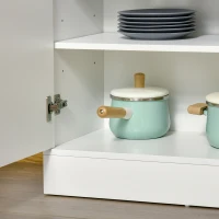 HOMCOM Kitchen Cupboard with 6-tier Shelving, Freestanding Storage Cabinet, Pantry Cupboard with 3 Open Compartments and Double-door Cabinet with Adjustable Shelves, White(m-9)