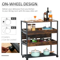 HOMCOM 4-Tier Kitchen Cart Storage Trolley with Wheels Shelves and Brakes Industrial Style, Kitchen, Dining & Living Room(m-4)