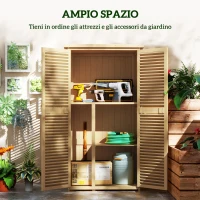 Outsunny Casetta da Giardino i Legno a 4 Ripiani con Anta a Persiana, 87x46.5x160 cm, Giallo e Verde(m-5)