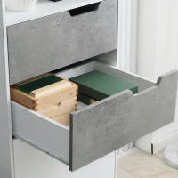 HOMCOM Mobile da Salotto con 3 Cassetti e 2 Ripiani Aperti in Truciolato e Legno di Pino, 50x39x169.5 cm, Grigio Bianco(m-8)
