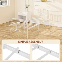 HOMCOM Single Minimalistic Metal Bed Frame - White(m-7)