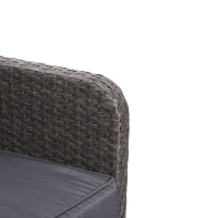 Outsunny Conjunto Muebles Ratán de Jardín Exterior 5 Pcs Sillón Mesa de Café y Taburete Reposapiés Cojín Incluido Marco Acero Color Gris(m-6)