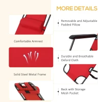Outsunny 2 in 1 Folding Sun Lounger Reclining Garden Chair with 2-Level Adjustable Backrest, Outdoor Zero Gravity Recliner Garden Chair with Head Pillow and Armrests, Red(m-6)