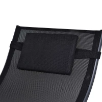 Outsunny Garden Rocking Chair with 5-Level Adjustable Backrest, Rocking Sun Lounger with Removeable Headrest Pillow, Footrest, Armrest and Safety Stopper, Black(m-8)