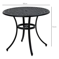 Outsunny Φ90cm Four-Seated Round Aluminium Garden Table, with Parasol Hole(m-3)