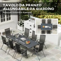Outsunny Tavolo da Giardino Allungabile da 160-220 cm per 6-8 Persone Rettangolare in Alluminio, Grigio(m-4)