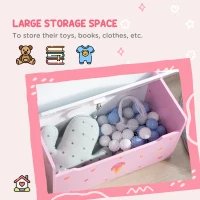 ZONEKIZ 2-in-1 Kids Storage Bench, Toy Box w/ Safety Rod - Pink(m-6)