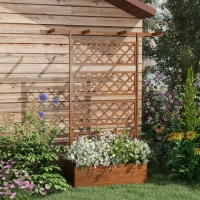 Outsunny Wooden Trellis Planter Box, Raised Garden Bed to Grow Vegetables, Herbs and Flowers, Orange(m-10)