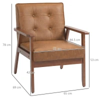 HOMCOM Retro-Style Accent Chair, with Faux Leather Seat - Brown(m-3)